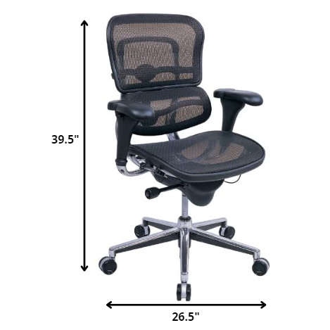 26.5" x 29" x 39.5" Black Mesh Chair. Picture 2