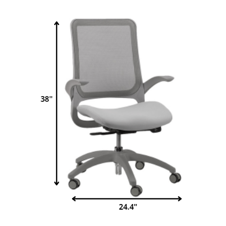 Grey Mesh Ventilated Rolling Office Desk Chair. Picture 2