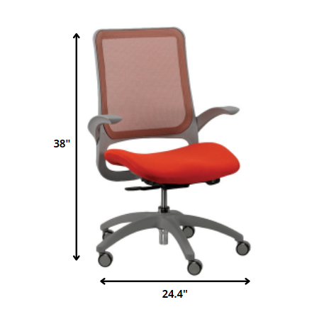 24.4" x 22.4" x 38" Orange Mesh / Fabric Office Chair. Picture 2