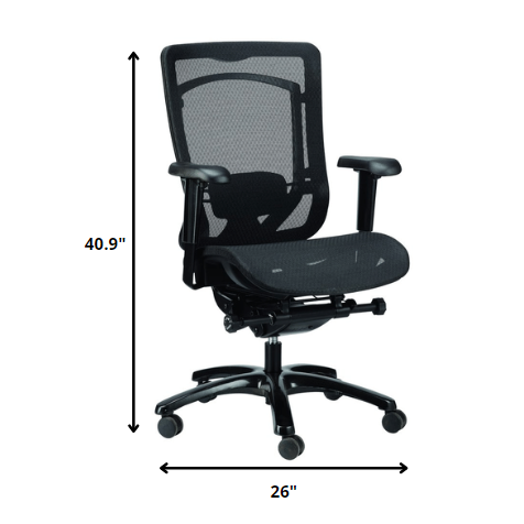 26" x 27.6" x 40.9" Black Mesh Chair. Picture 2