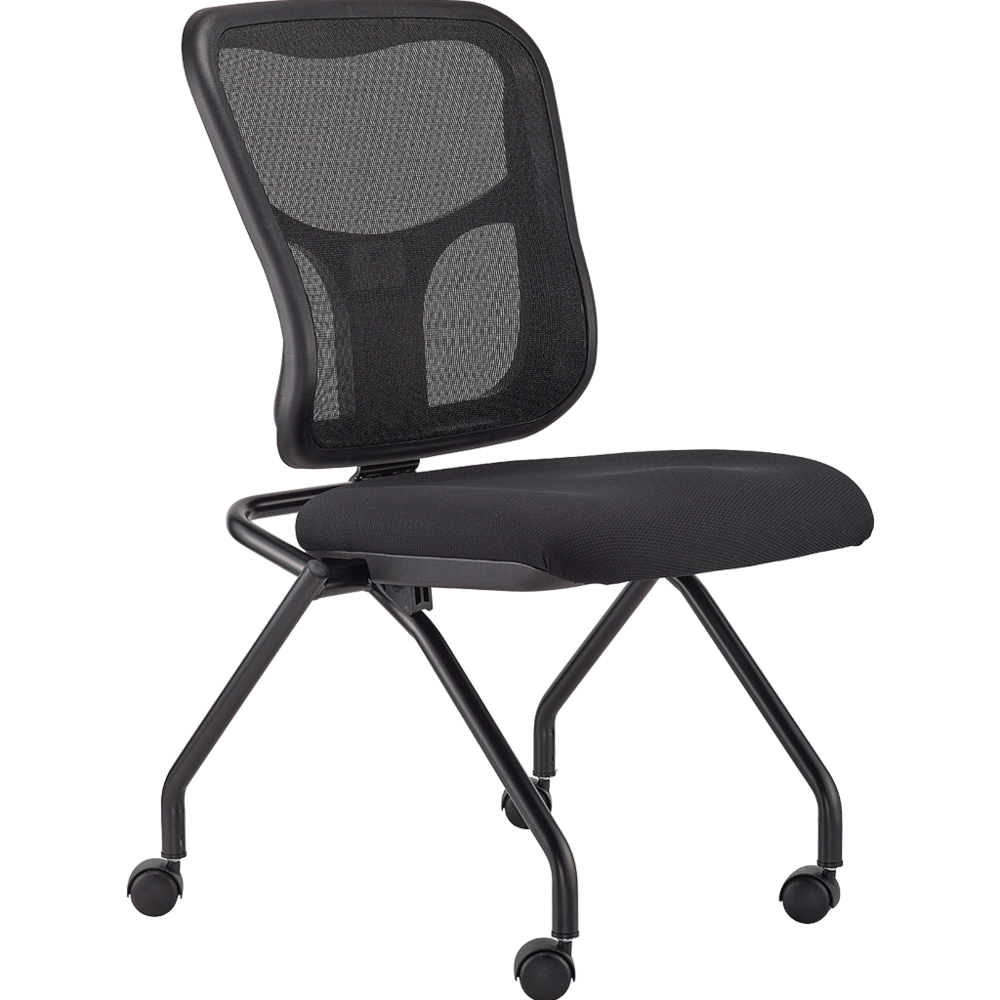 Set of 2 Ergonomic Black Mesh Rolling Guest Chairs. Picture 1