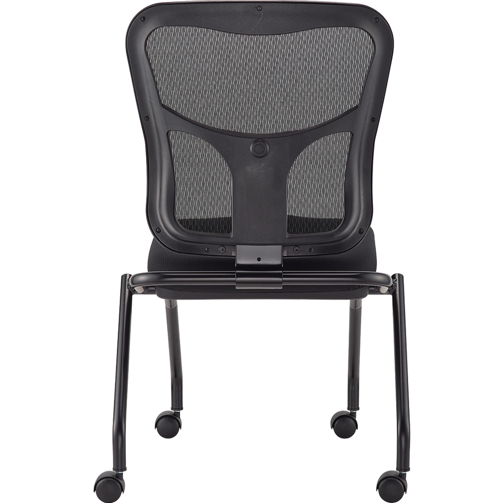 Set of 2 Ergonomic Black Mesh Rolling Guest Chairs. Picture 2