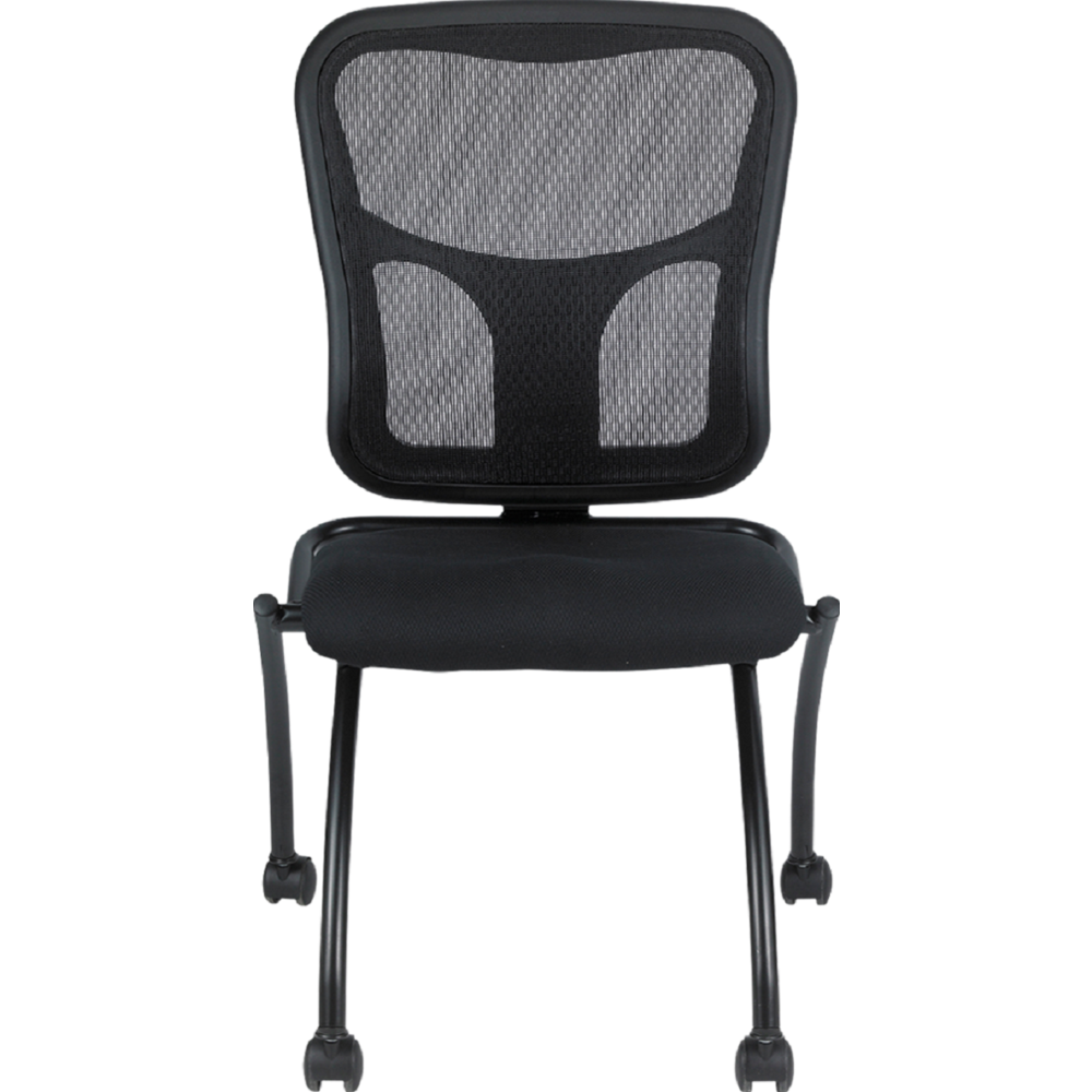 Set of 2 Ergonomic Black Mesh Rolling Guest Chairs. Picture 3