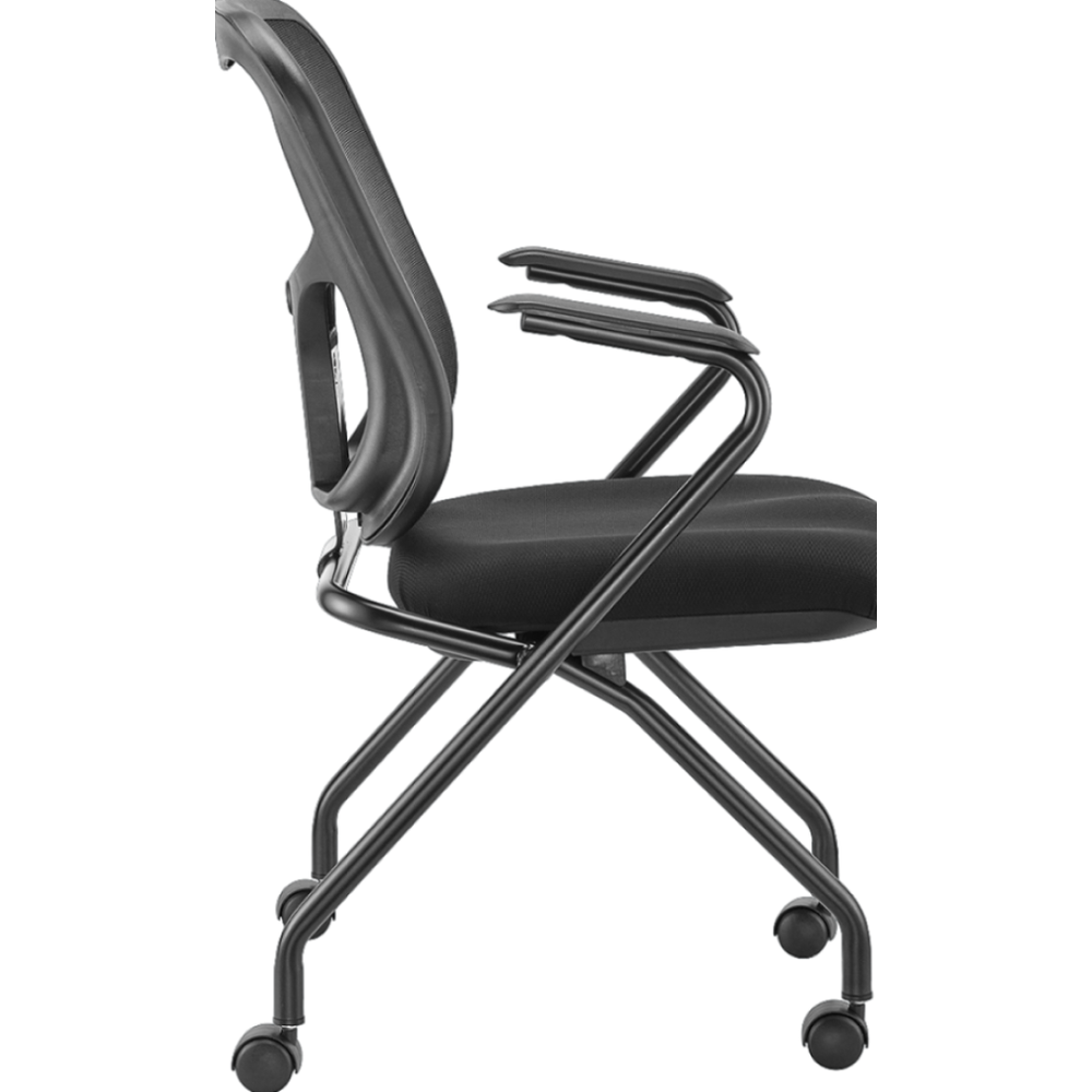 Set of 2 Ergonomic Black Mesh Rolling Arm Chairs. Picture 4