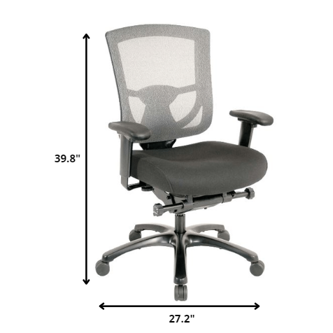 27.2" x 25.6" x 39.8" Grey Mesh / Fabric Chair. Picture 2