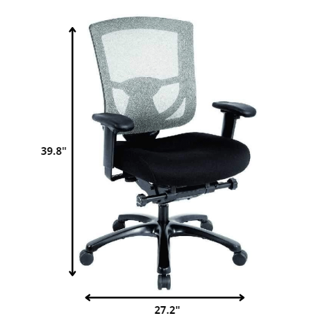 27.2" x 25.6" x 39.8" Black Mesh / Fabric Chair. Picture 2