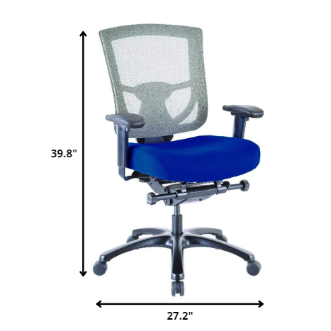 27.2" x 25.6" x 39.8" Blue Mesh/Fabric Chair. Picture 2