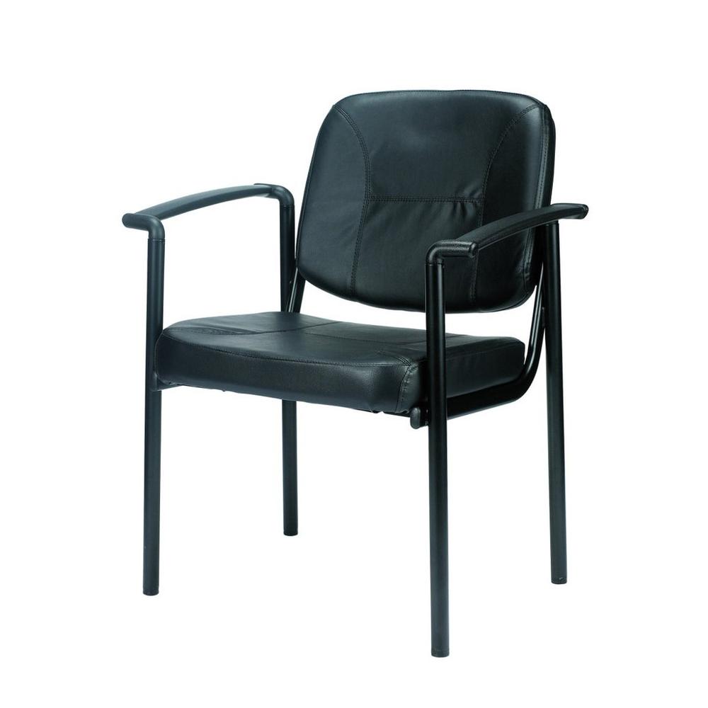 26" x 18.5" x 32.7" Black Vinyl Guest Chair. Picture 3