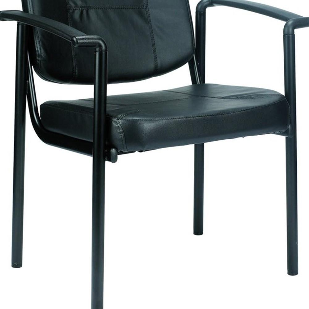 26" x 18.5" x 32.7" Black Vinyl Guest Chair. Picture 4