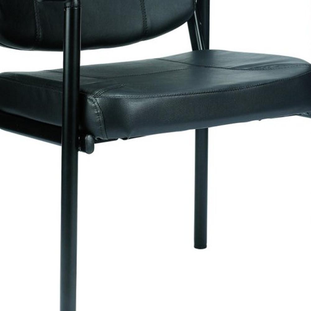 26" x 18.5" x 32.7" Black Vinyl Guest Chair. Picture 5