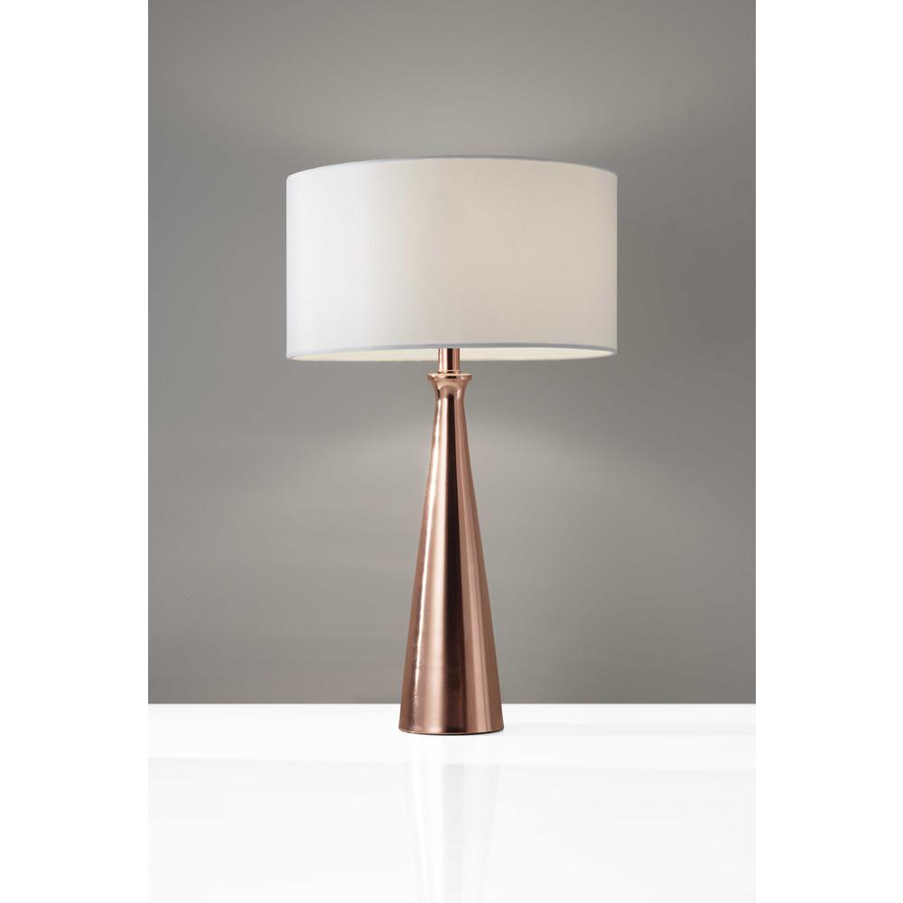Brushed Copper Metal Finish Tapered Base Table Lamp - 372475. Picture 1
