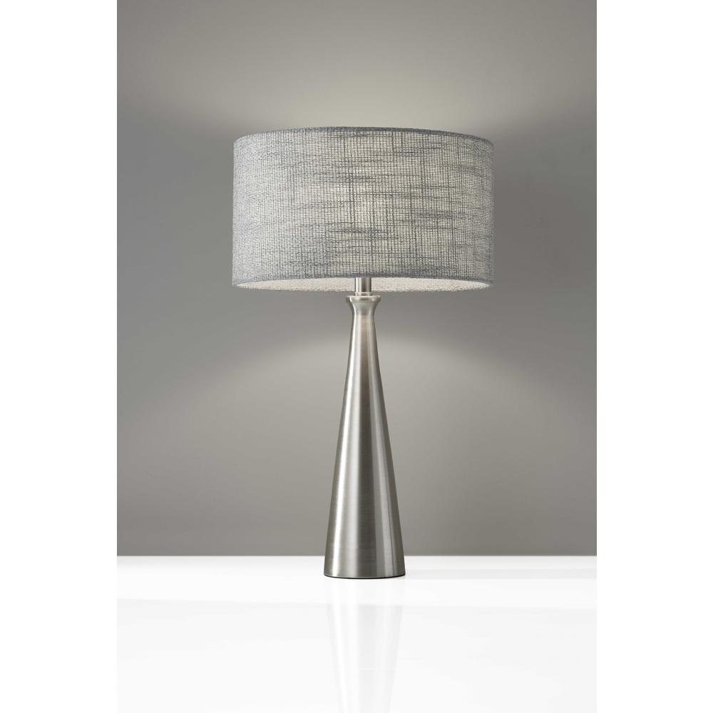Brushed Steel Metal Finish Tapered BasecTable Lamp - 372476. Picture 1