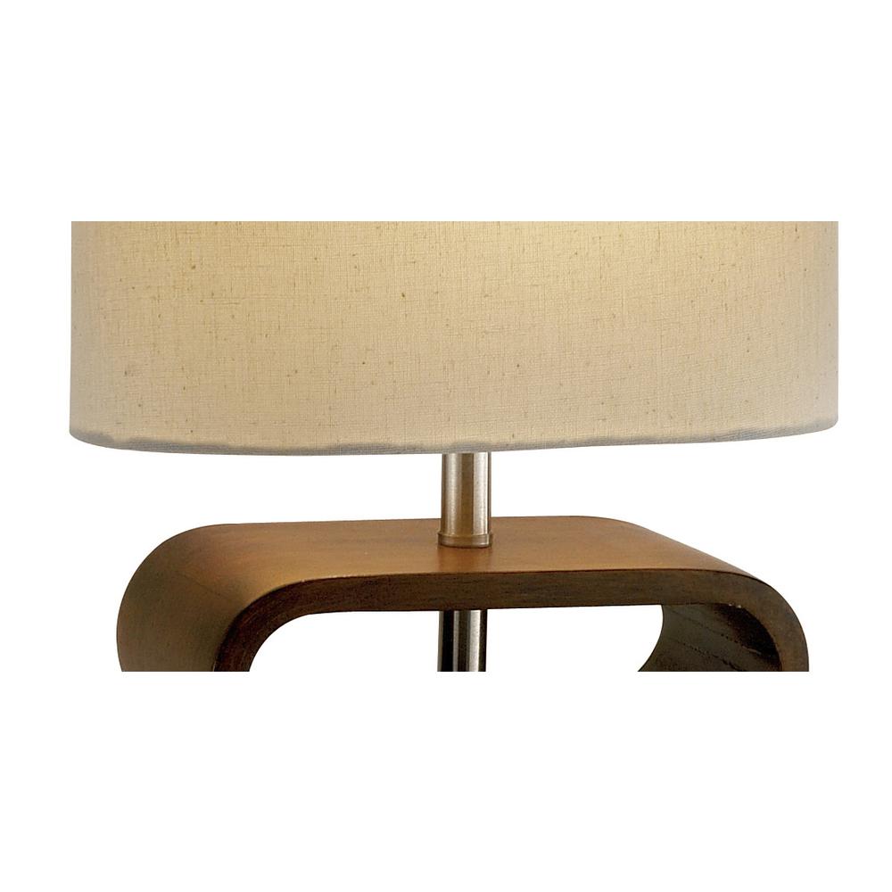 Walnut Wood Finish Stacked Bentwood Ovals with Natural Fabric Oval Shade Table Lamp - 372536. Picture 4