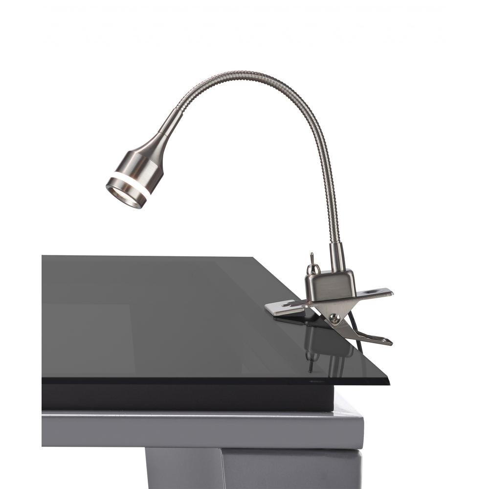 Brushed Steel Metal LED Adjustable Clip Lamp - 372542. Picture 1