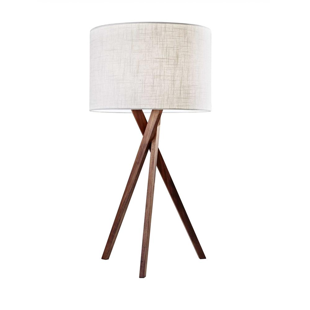 Tripod Leg Walnut Wood Table Lamp - 372547. Picture 1