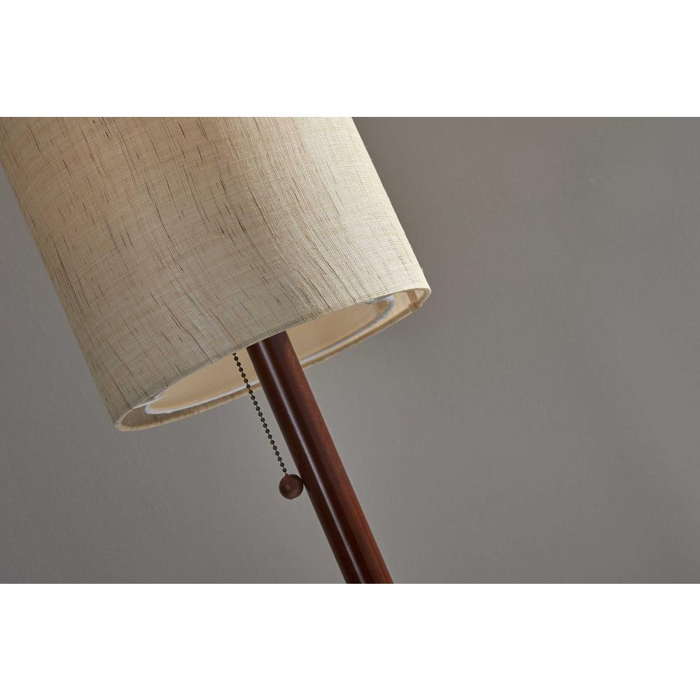 Walnut Wood Finish Floor Lamp with Slim Cylindrical Shade. Picture 3
