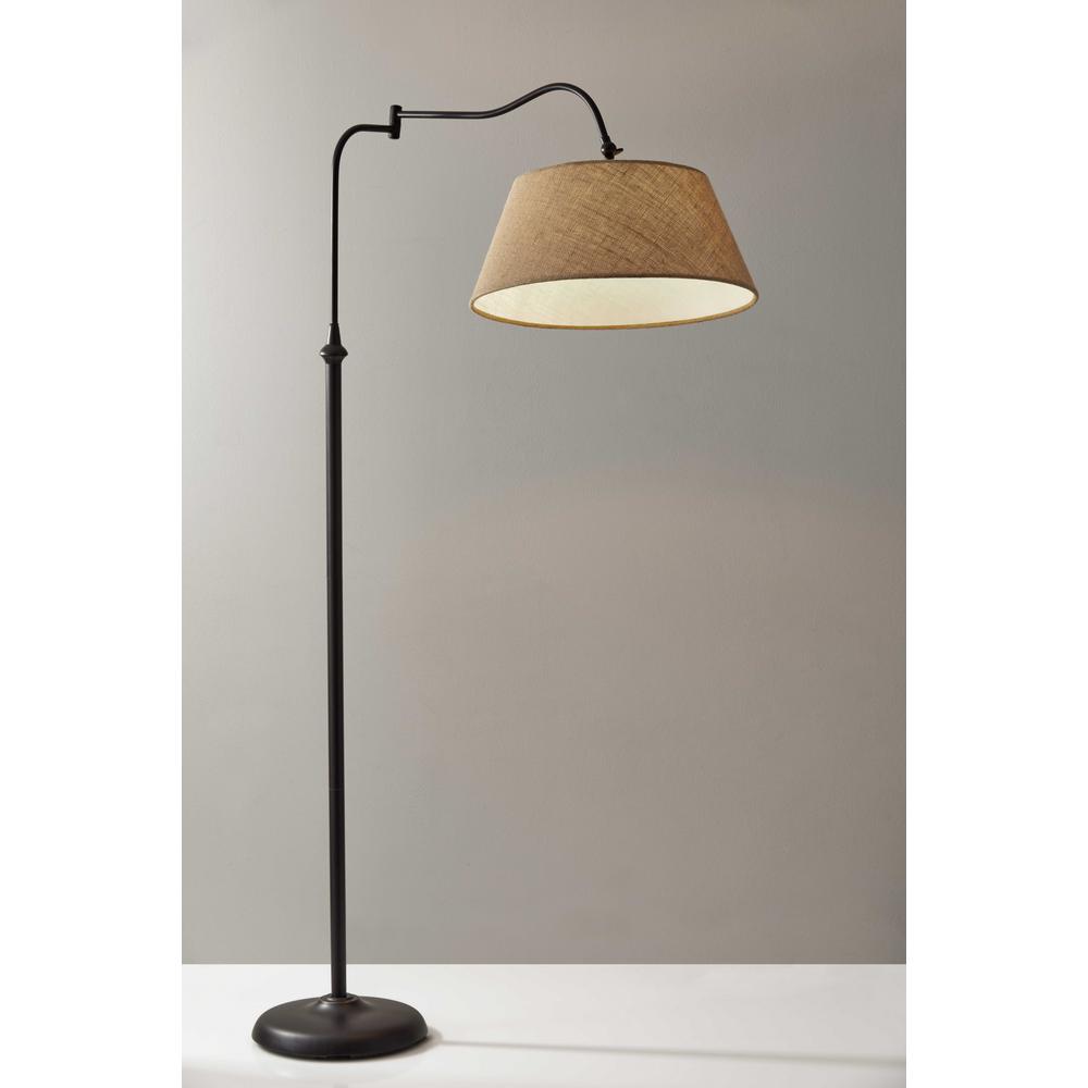 Dark Bronze Metal Floor Lamp with Adjustable Swing Arm. Picture 1