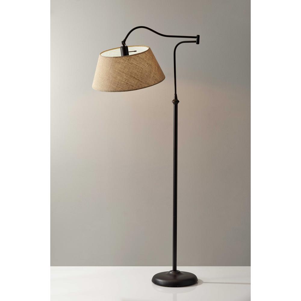 Dark Bronze Metal Floor Lamp with Adjustable Swing Arm. Picture 3