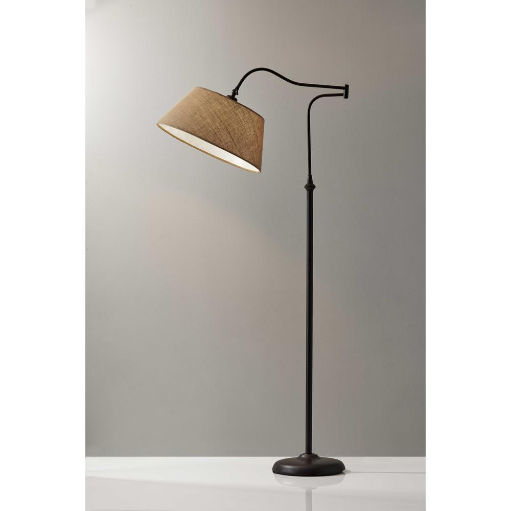 Dark Bronze Metal Floor Lamp with Adjustable Swing Arm. Picture 4
