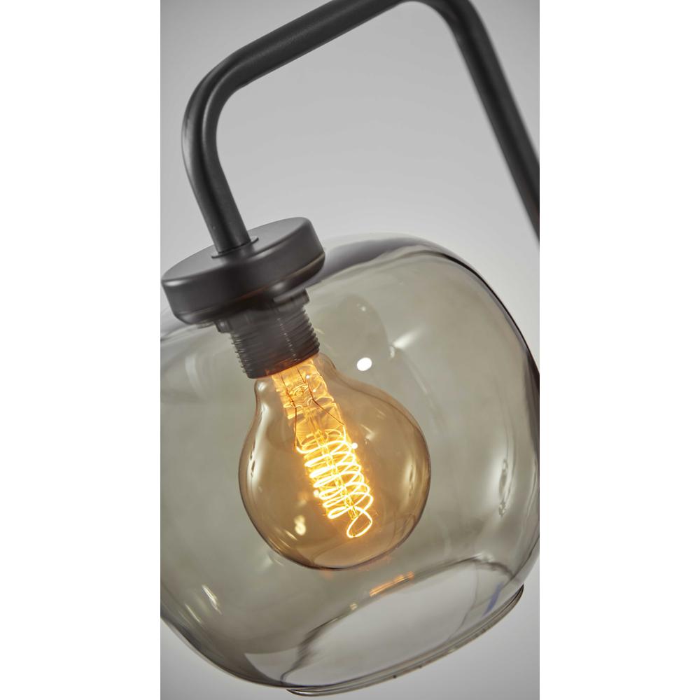 Smoked Glass Globe Shade with Vintage Edison Bulb and Matte Black Metal Wall Lamp - 372577. Picture 4