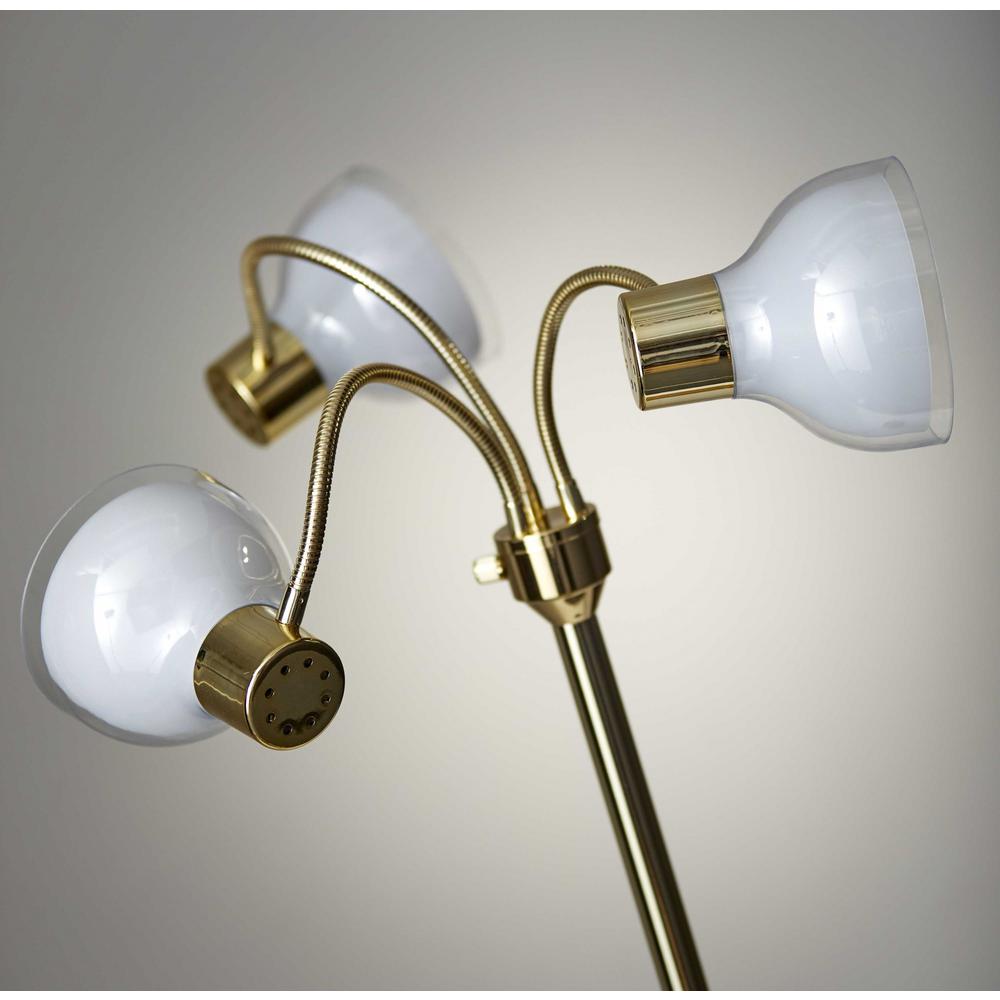 Adjustable Three Light Floor Lamp in Lustrous Gold Finish With Frosted Inner Shades. Picture 3