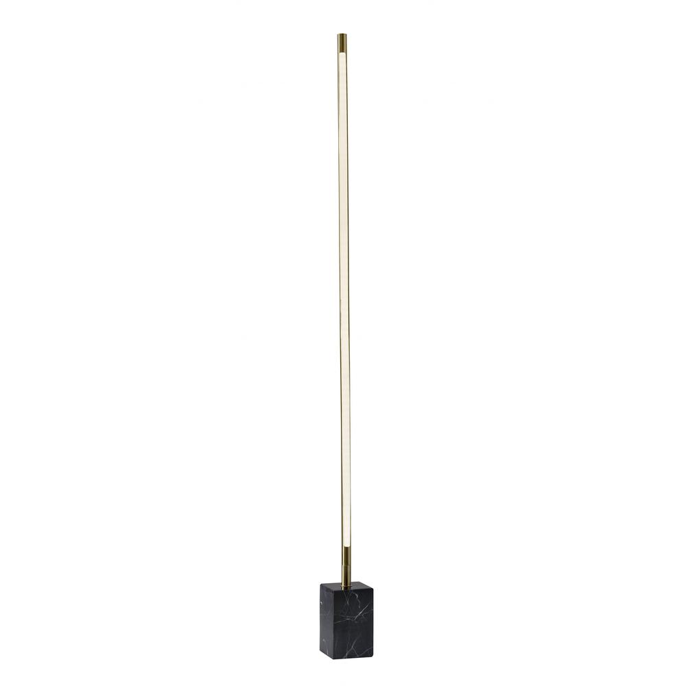 Minimalist Ambient Glow LED Floor Lamp with Dimmer in Antique Brass and Black Marble - 372616. Picture 1