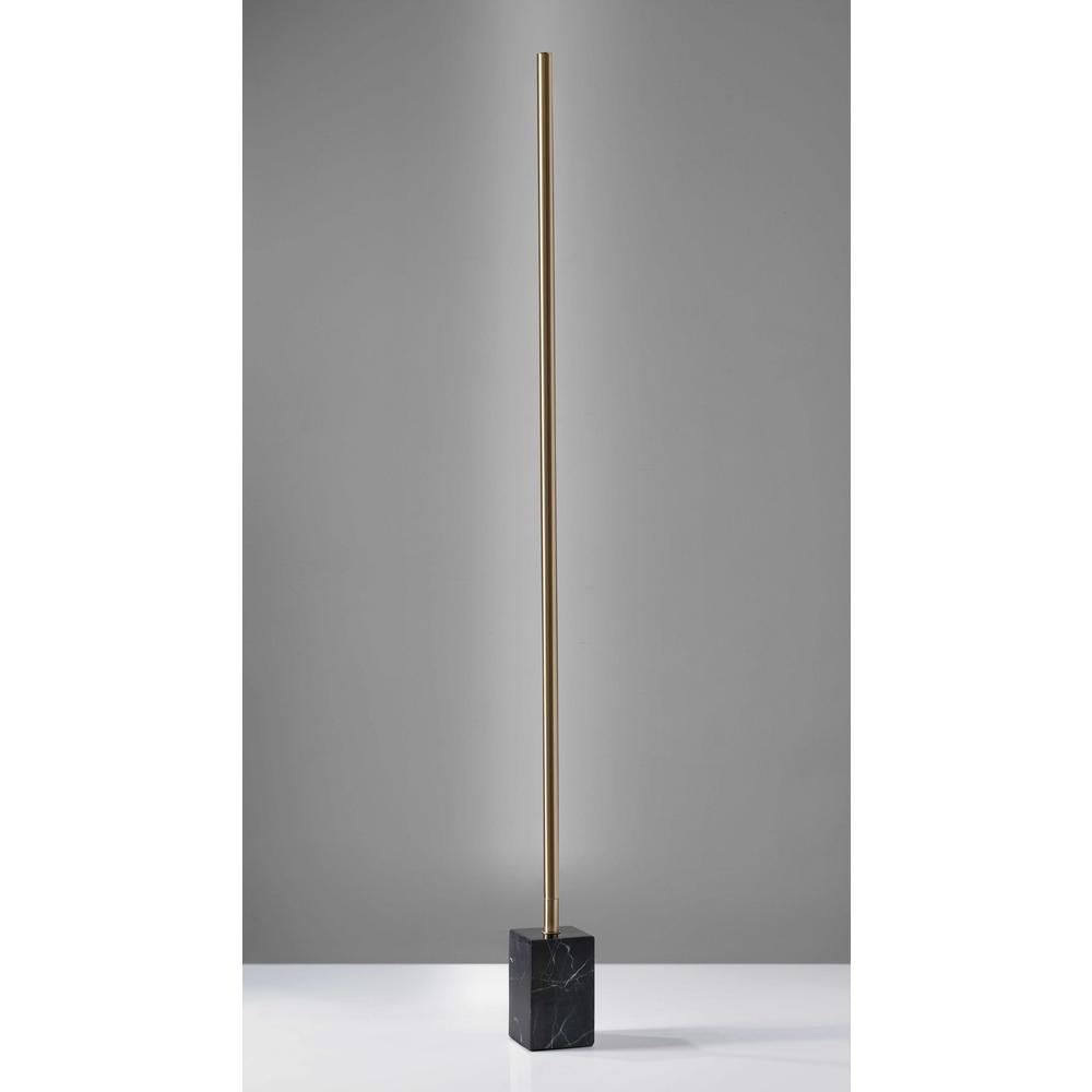 Minimalist Ambient Glow LED Floor Lamp with Dimmer in Antique Brass and Black Marble - 372616. Picture 2