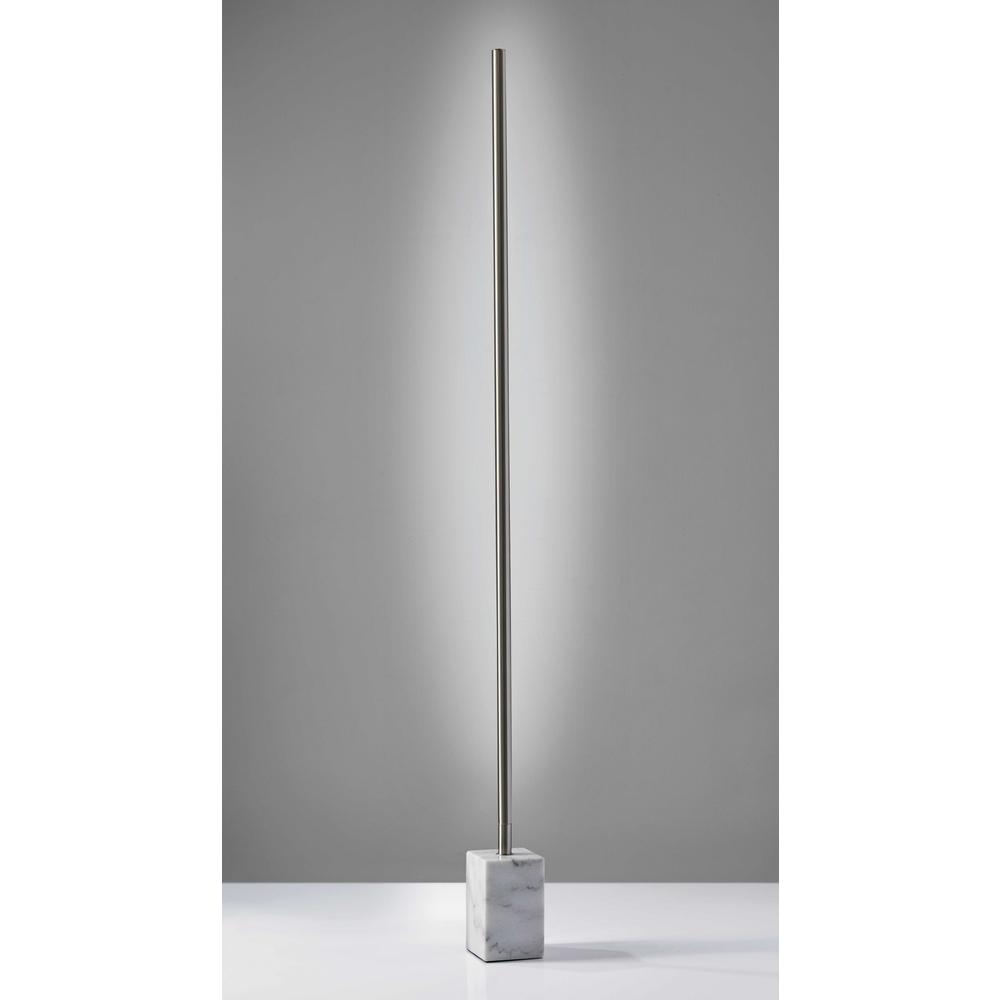 Minimalist Ambient Glow LED Floor Lamp with Dimmer in Brushed Steel and White Marble - 372617. Picture 2