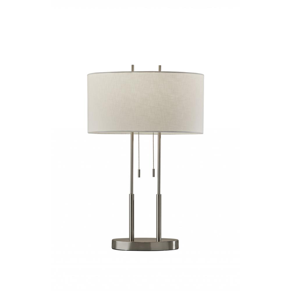 Brushed Steel Dual Pole Metal Table Lamp - 372649. Picture 1