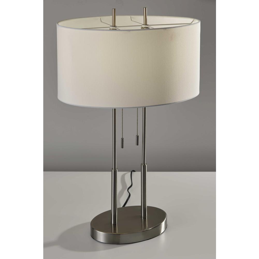Brushed Steel Dual Pole Metal Table Lamp - 372649. Picture 4