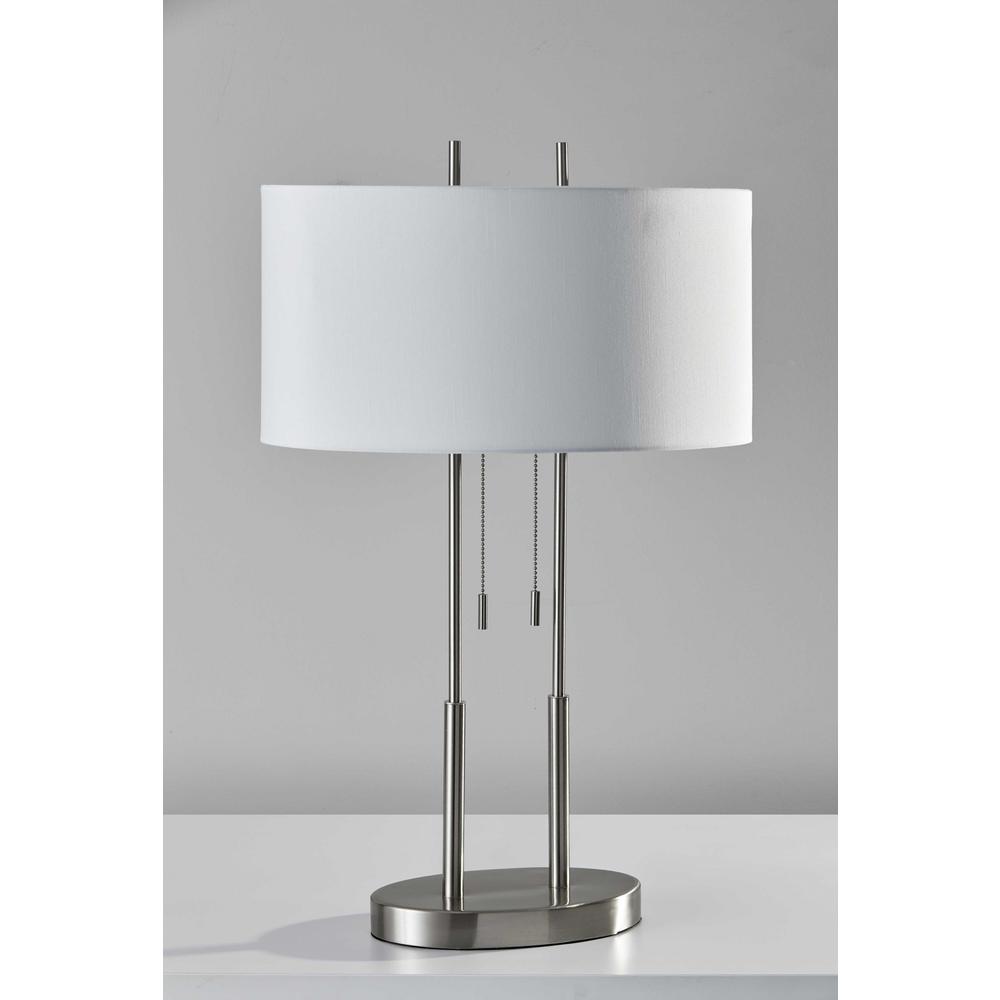 Brushed Steel Dual Pole Metal Table Lamp - 372649. Picture 5