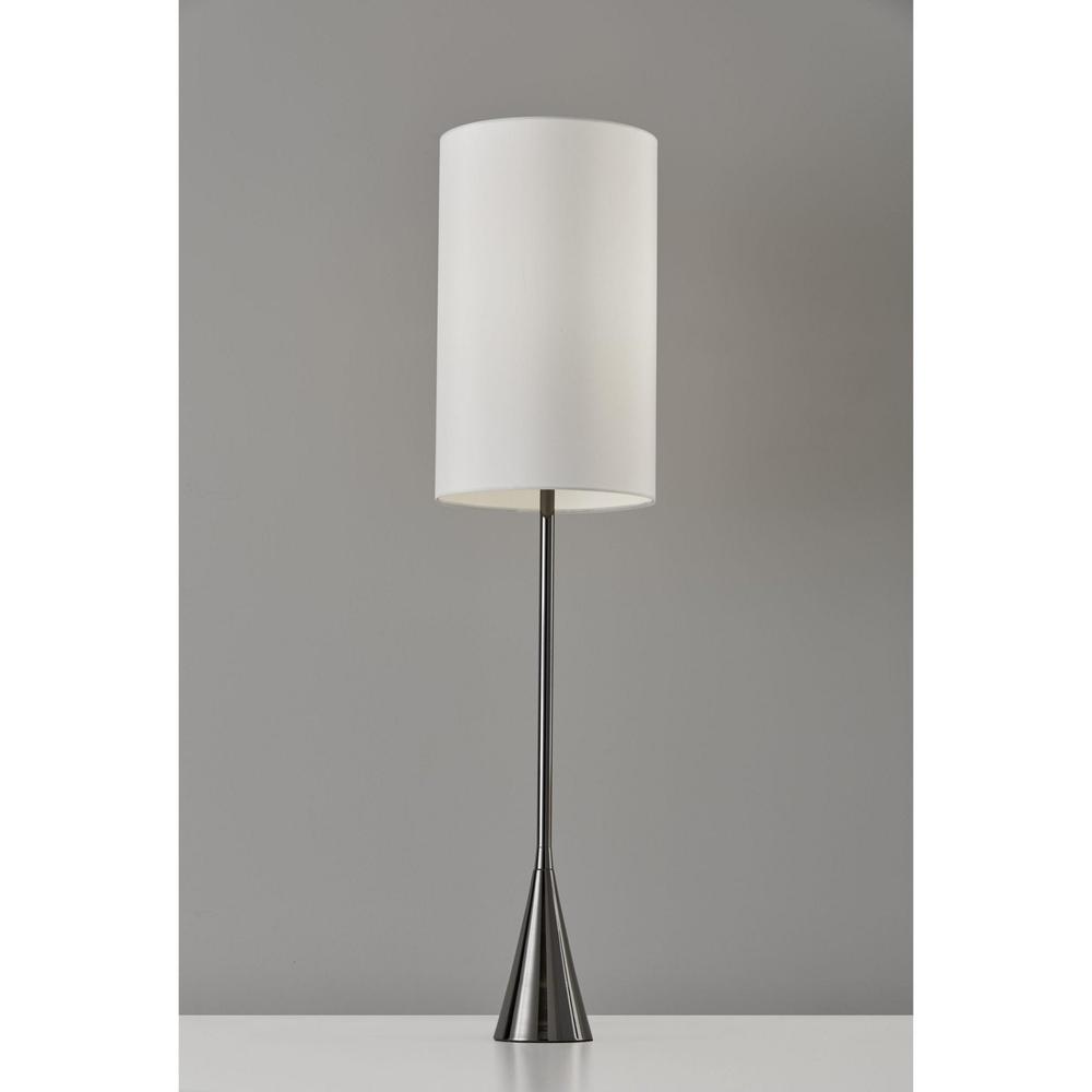 Black Nickel Finish Metal Tall White Shade Table Lamp - 372652. Picture 3