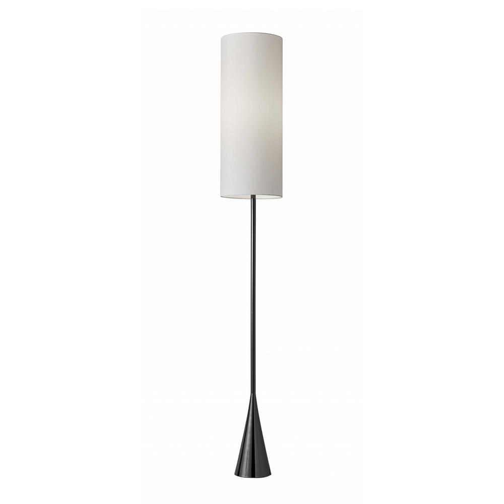 Dramatic Floor Lamp Bell Shaped Base in Black Nickel Finish Metal. Picture 1