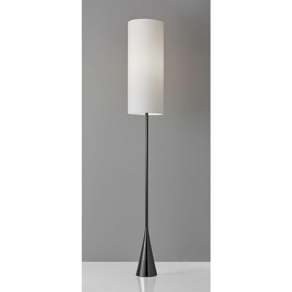Dramatic Floor Lamp Bell Shaped Base in Black Nickel Finish Metal. Picture 2