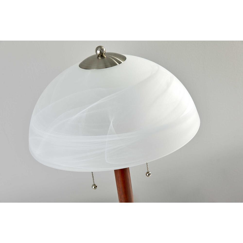 Walnut Wood with Milky Frosted Glass Dome Shade Table Lamp - 372657. Picture 2