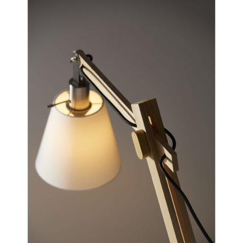 Natural Wood Floor Lamp with Adjustable Hinged Arm. Picture 4