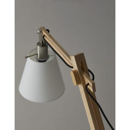 Natural Wood Floor Lamp with Adjustable Hinged Arm. Picture 5