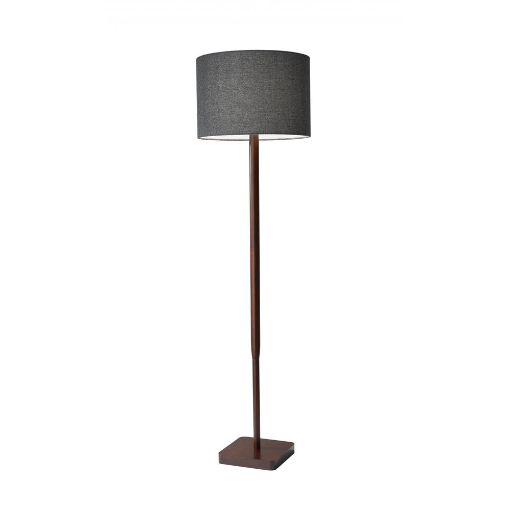 Walnut Wood Finish Floor Lamp with Simple Cabin Style. Picture 1