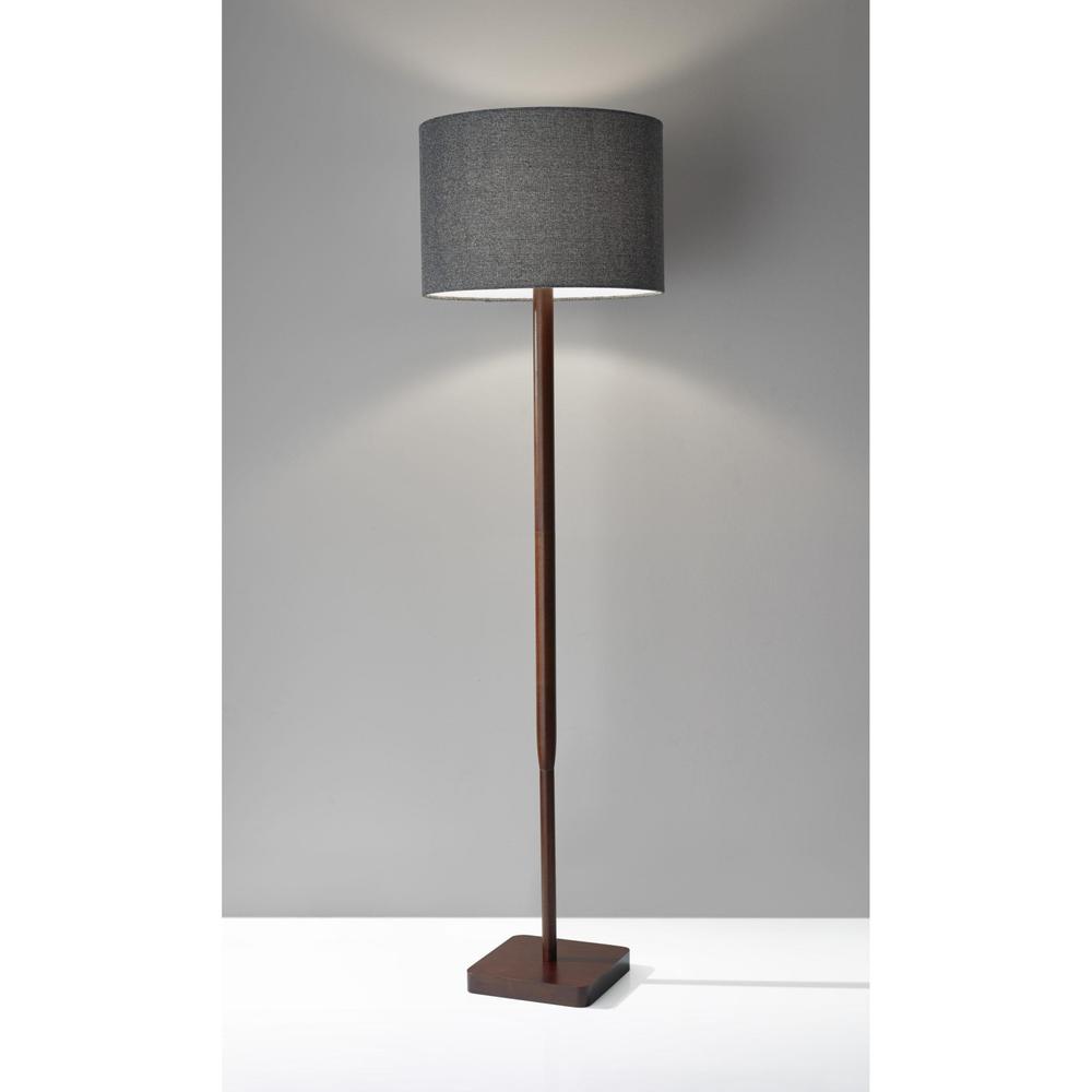 Walnut Wood Finish Floor Lamp with Simple Cabin Style. Picture 4