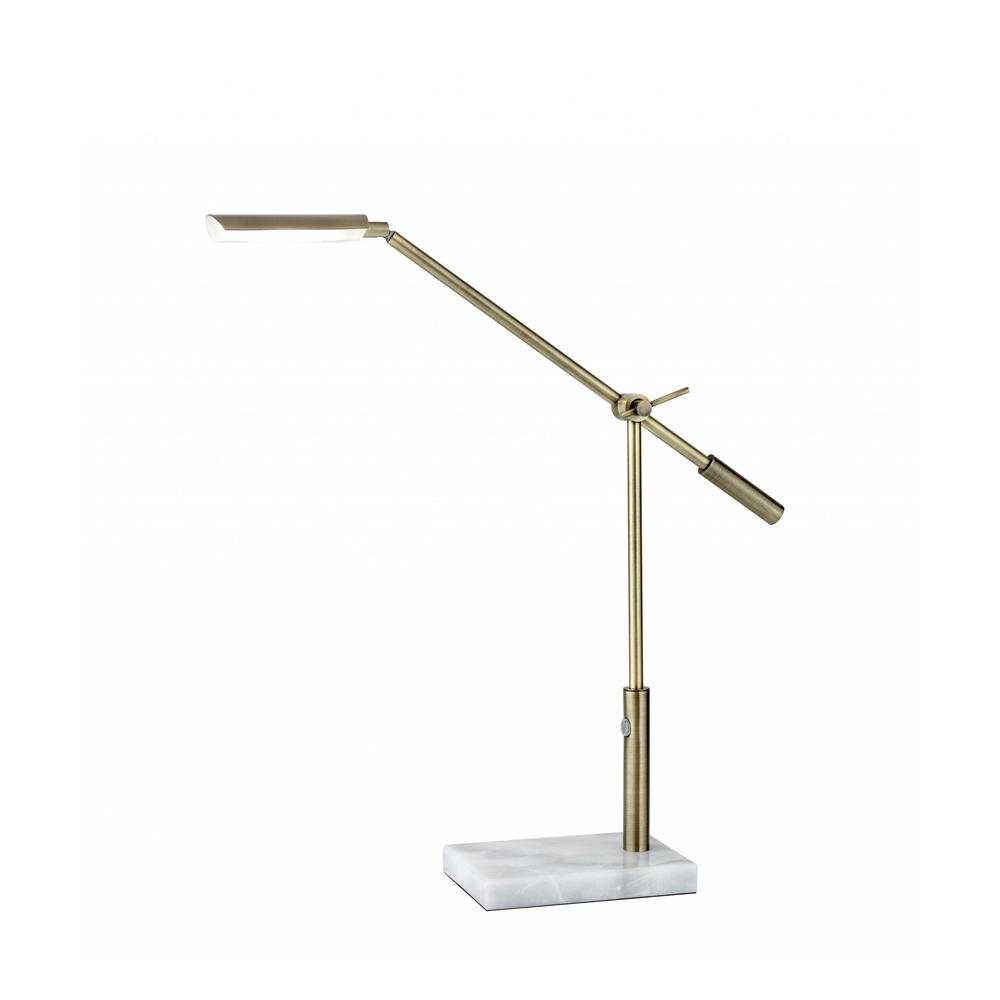 Sleek Brass Metal Adjustable and Dimmable LED Desk Lamp - 372685. Picture 1