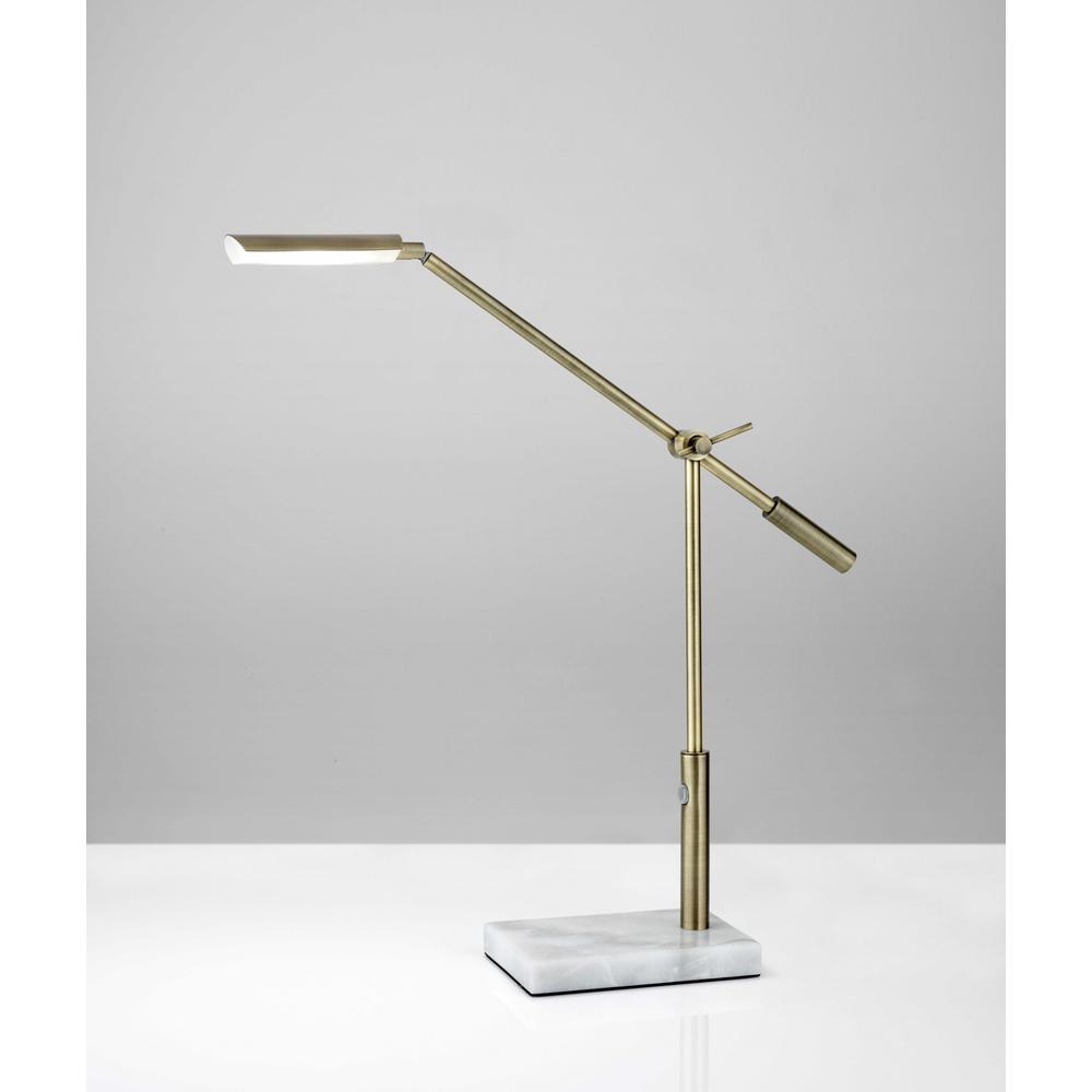 Sleek Brass Metal Adjustable and Dimmable LED Desk Lamp - 372685. Picture 2
