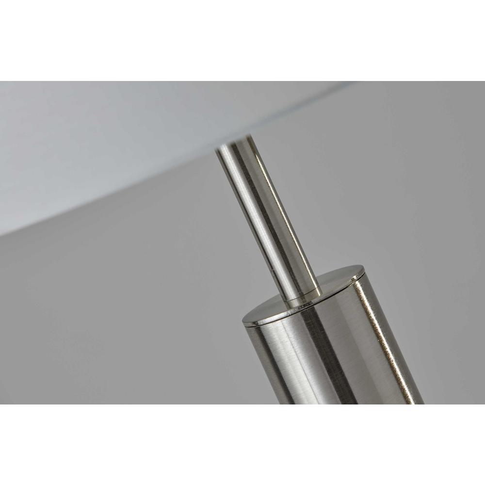 Floor Lamp Brushed Steel Metal Stout Pole with Tall Silk Shade. Picture 3