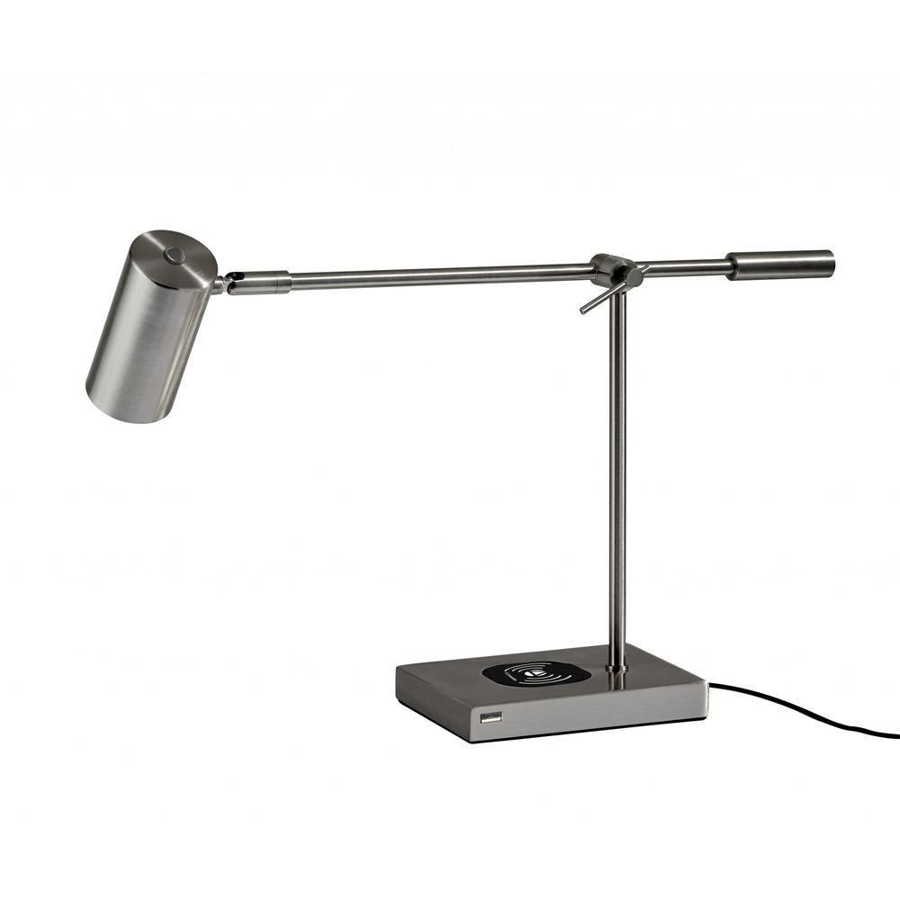 5" X 22.5"  X 12.25-22.25" Brushed Steel Metal LED Desk Lamp - 372700. Picture 2