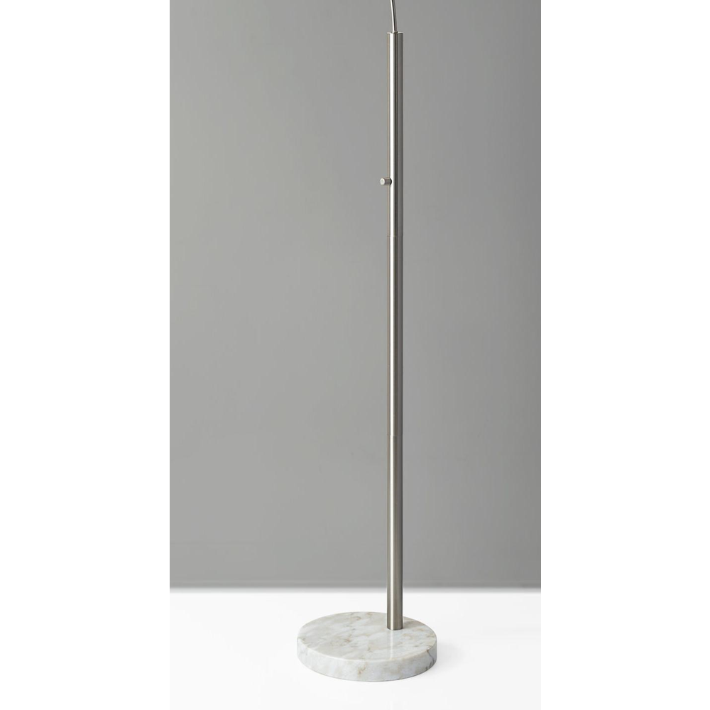 Reading Nook Floor Lamp Brushed Steel Arc Arm Adjustable Grey Fabric Shade - 372711. Picture 4