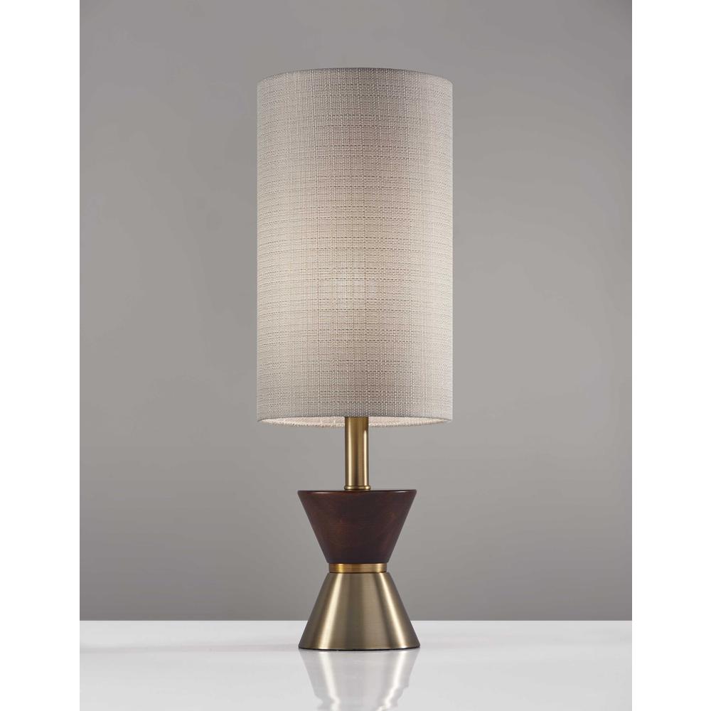 Brass Wood Metal Diabolo Table Lamp - 372719. Picture 1