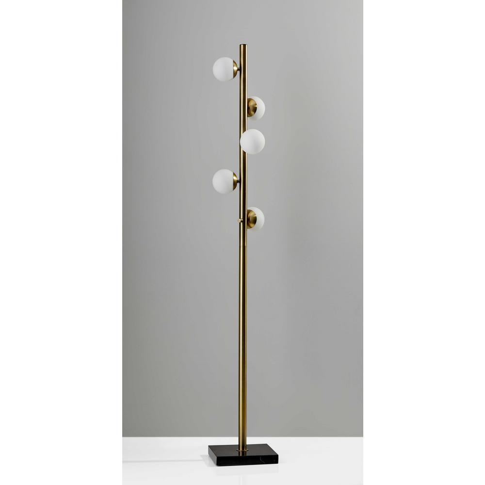 Swirled Sphere Brass Metal LED Floor Lamp - 372723. Picture 2