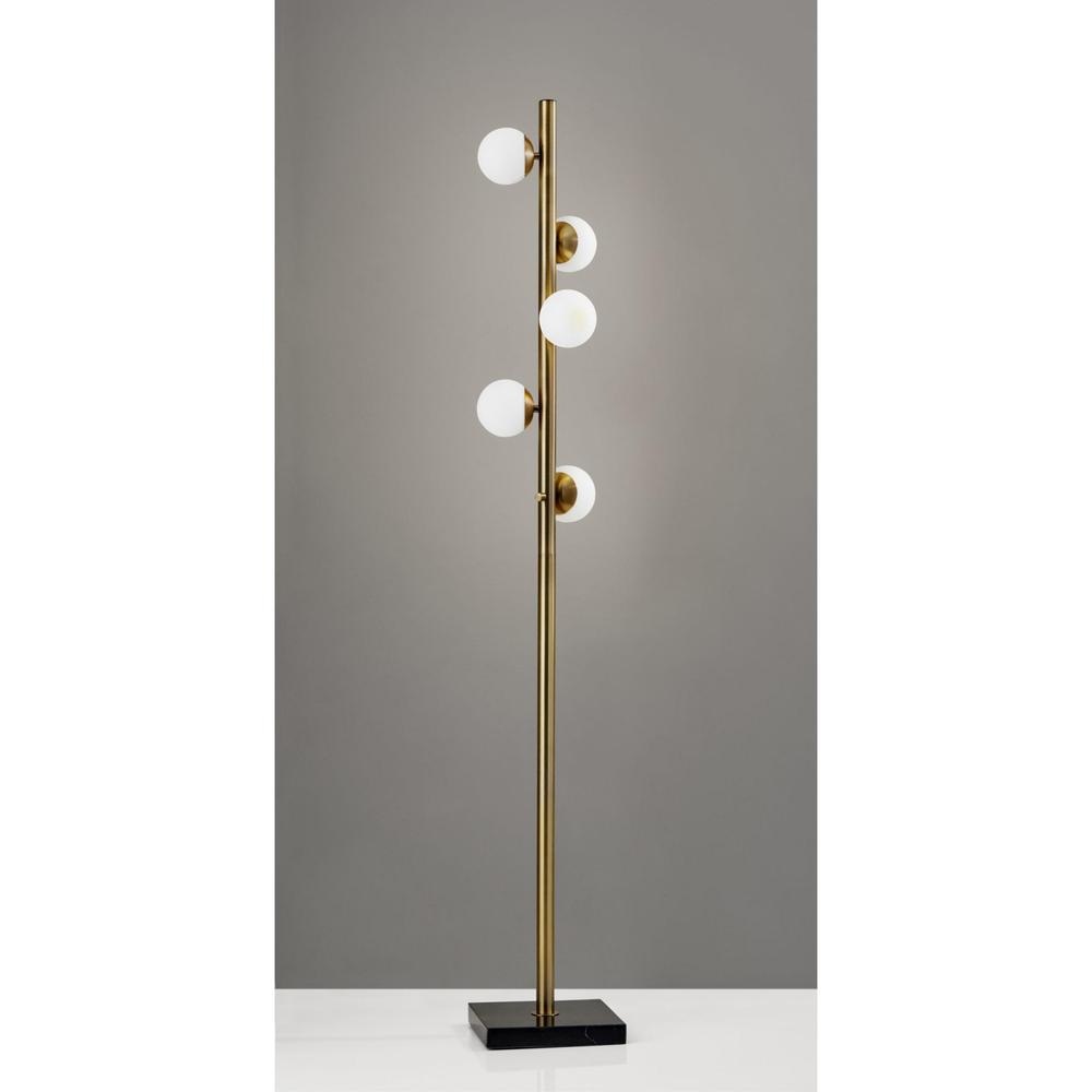Swirled Sphere Brass Metal LED Floor Lamp - 372723. Picture 3