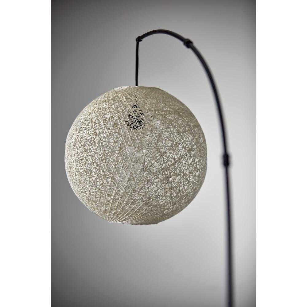 Floor Lamp with Bronze Metal Arc and Groovy Rattan String Ball Shade - 372727. Picture 2