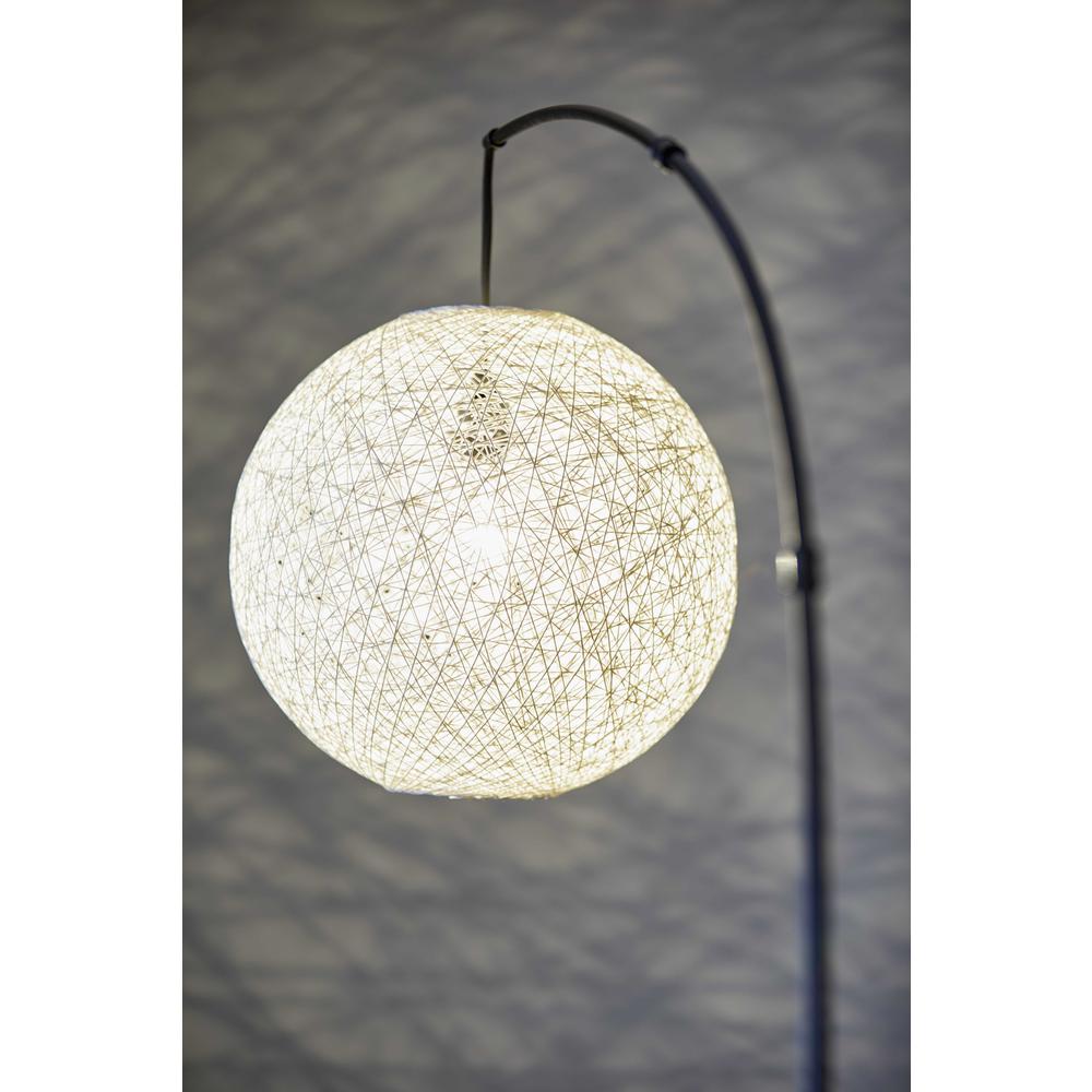 Floor Lamp with Bronze Metal Arc and Groovy Rattan String Ball Shade - 372727. Picture 3