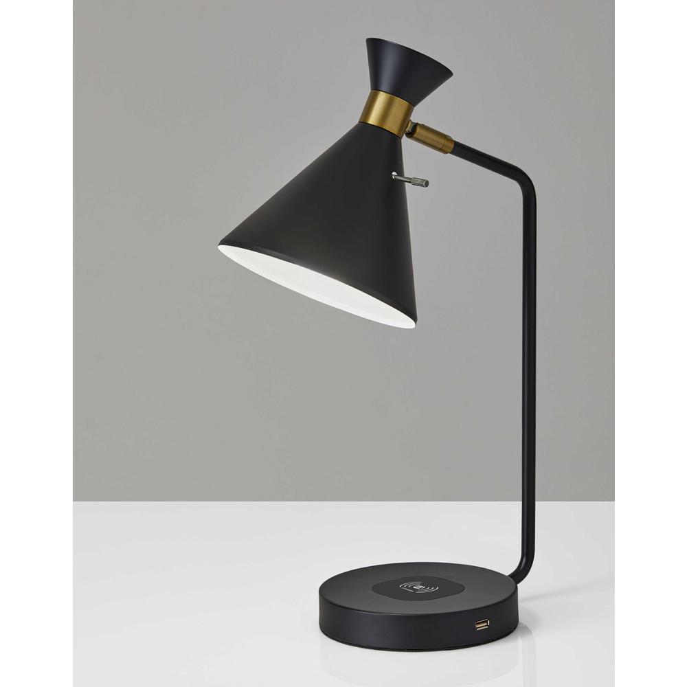 Asymmetrical Diabolo Black Metal Desk Lamp - 372728. Picture 1